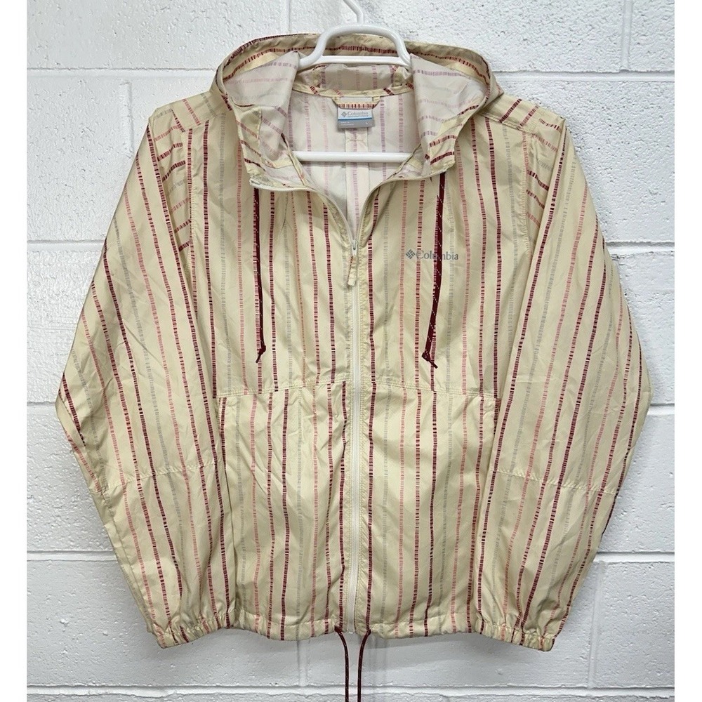 Columbia Flash‎ Forward Windbreaker Cream Striped / Women's Large